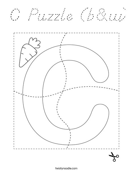 C Puzzle (b&w) Coloring Page