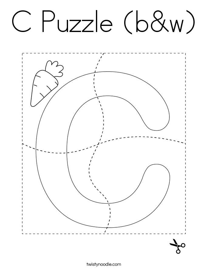 C Puzzle (b&w) Coloring Page