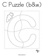 C Puzzle (b&w) Coloring Page
