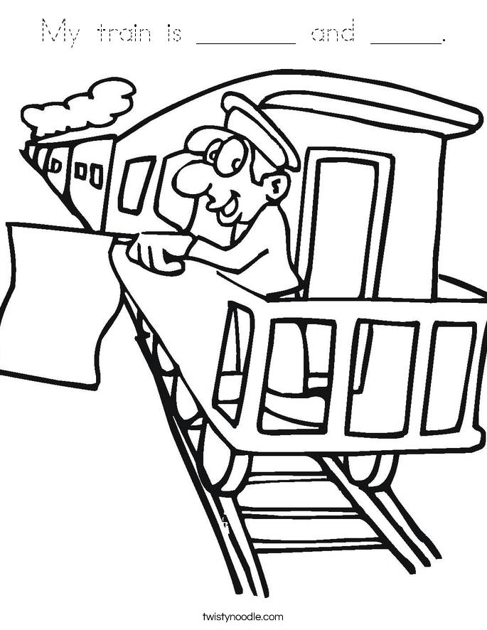 My train is _______ and _____. Coloring Page