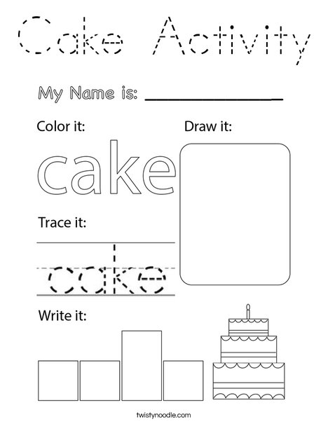 Cake Activity Coloring Page