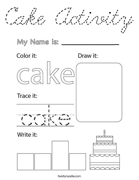 Cake Activity Coloring Page