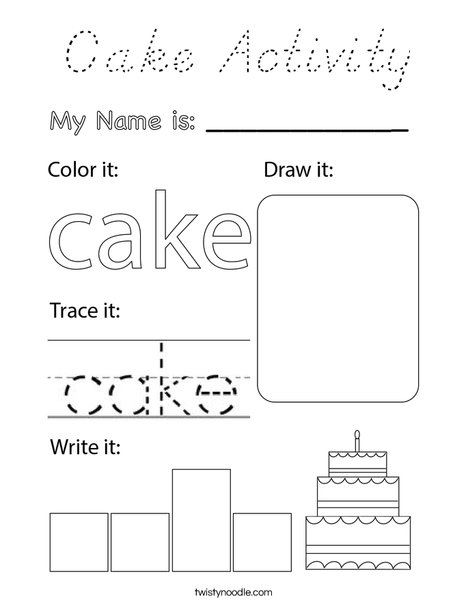 Cake Activity Coloring Page