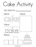 Cake Activity Coloring Page