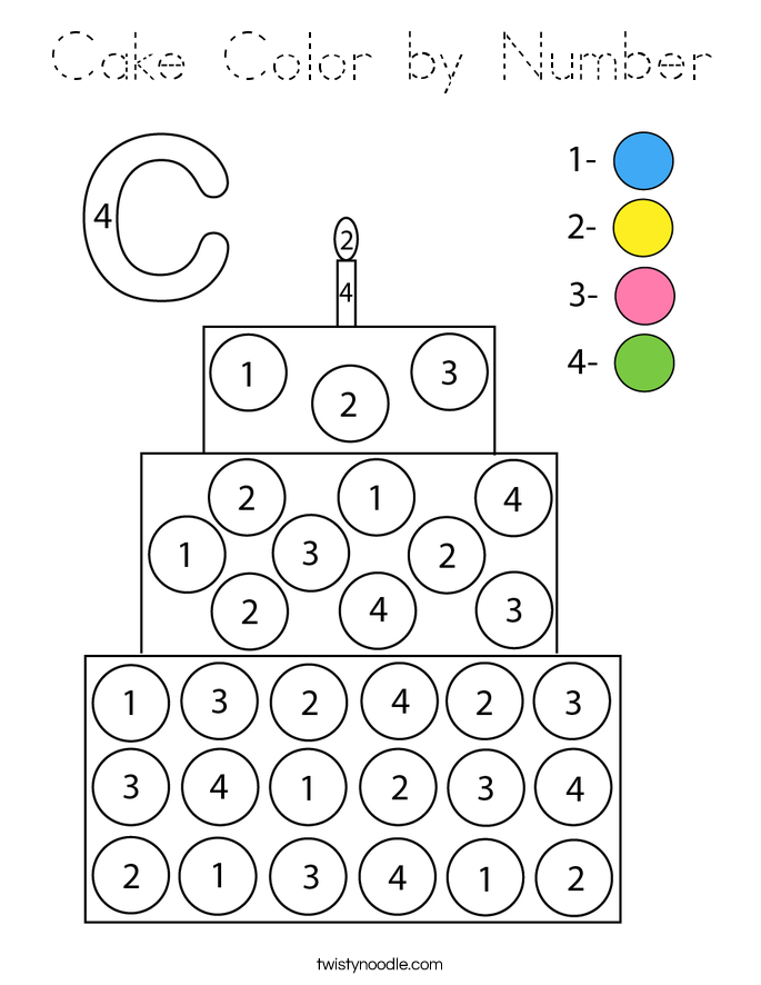 Cake Color by Number Coloring Page