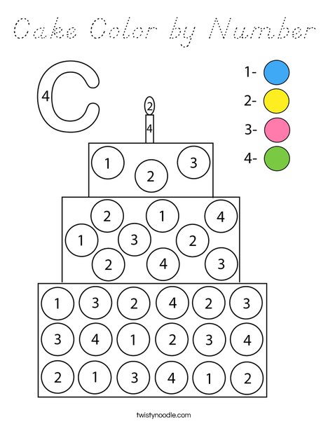 Cake Color by Number Coloring Page