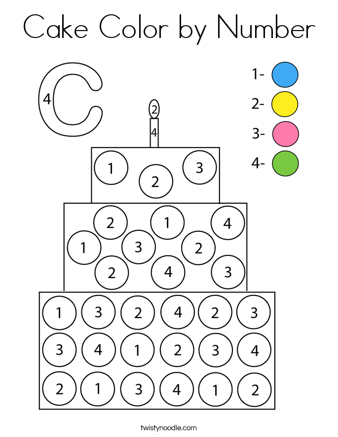 Cake Color by Number Coloring Page