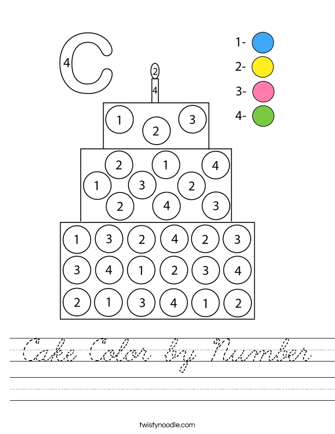 Cake Color by Number Worksheet