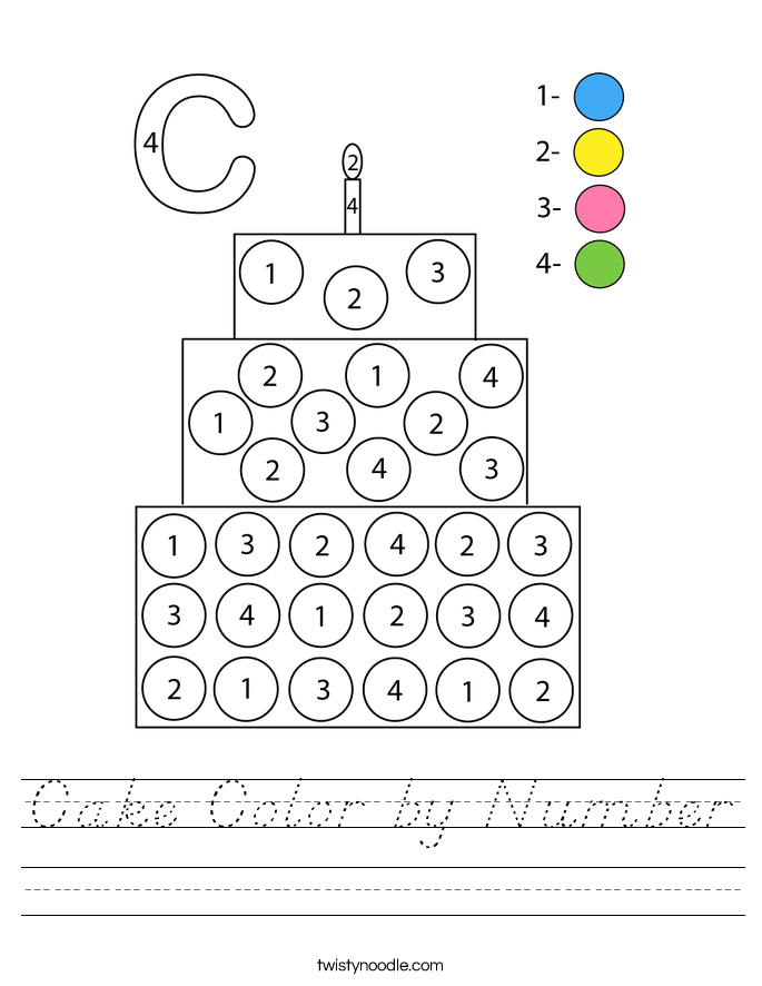 Cake Color by Number Worksheet