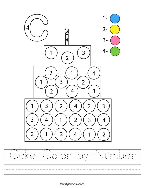 Cake Color by Number Worksheet