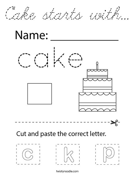 Cake starts with... Coloring Page