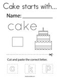 Cake starts with... Coloring Page