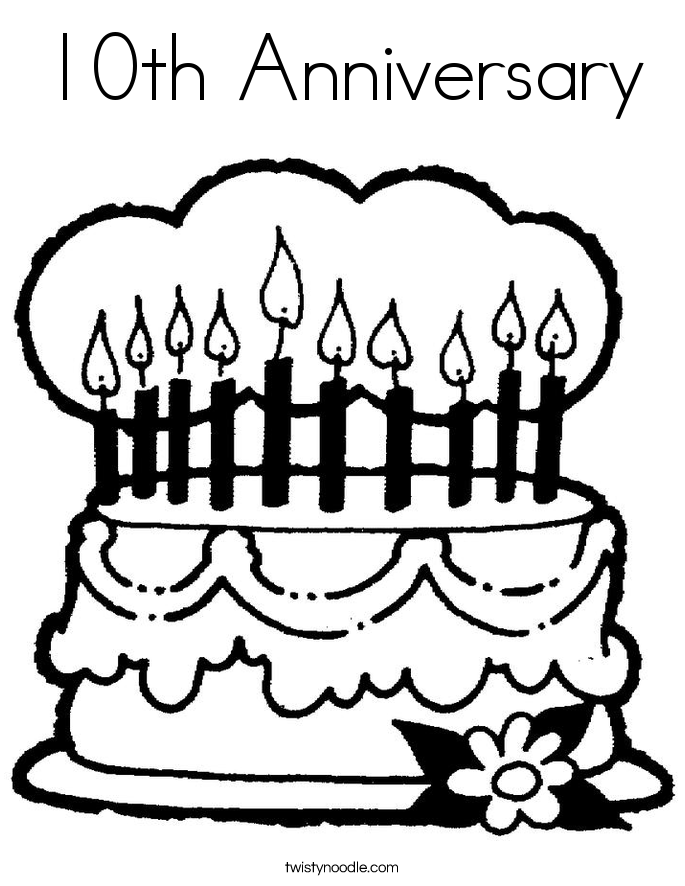 10th Anniversary Coloring Page