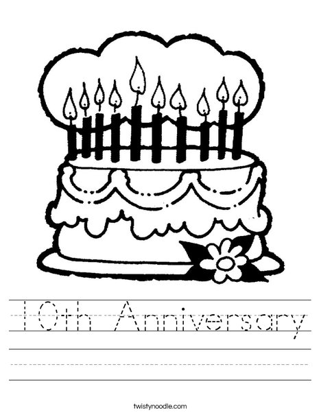 Cake with 10 candles Worksheet