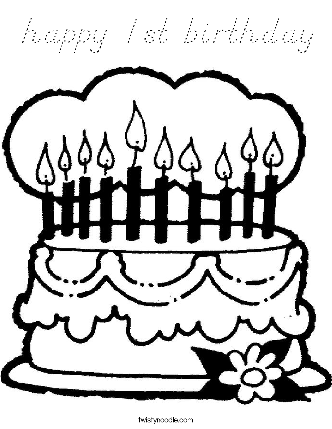 happy 1st birthday Coloring Page