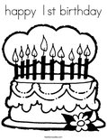 happy 1st birthday Coloring Page