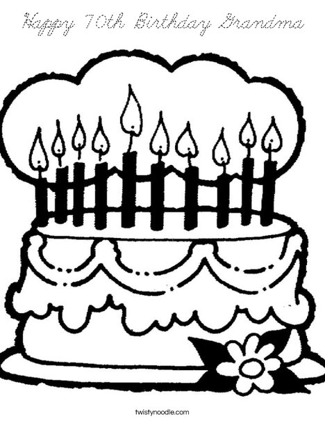 Cake with 10 candles Coloring Page