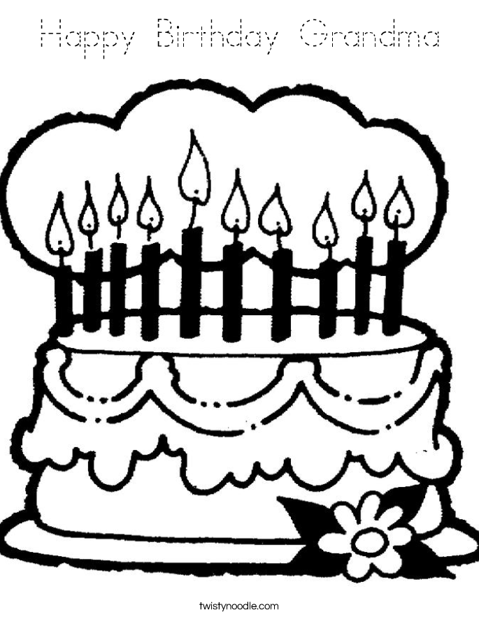 Happy Birthday Grandma Coloring Page