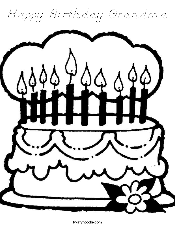 Happy Birthday Grandma Coloring Page