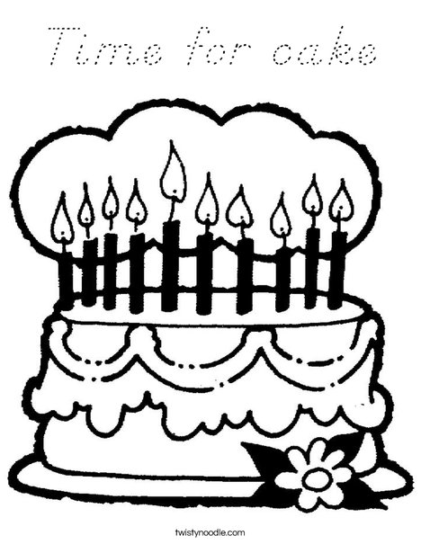 Time for cake Coloring Page - D'Nealian - Twisty Noodle