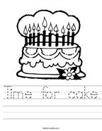 Time for cake Handwriting Sheet