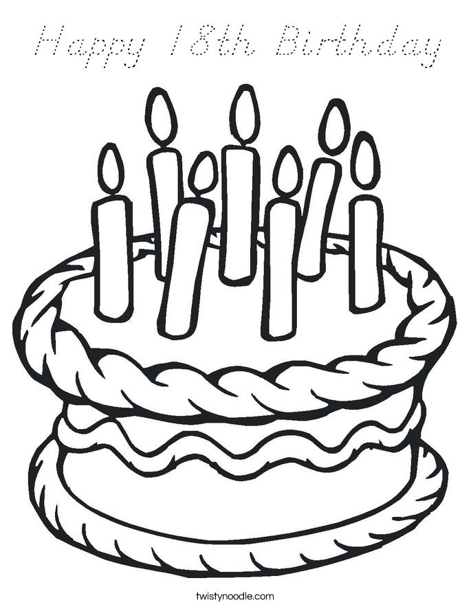 Happy 18th Birthday Coloring Page