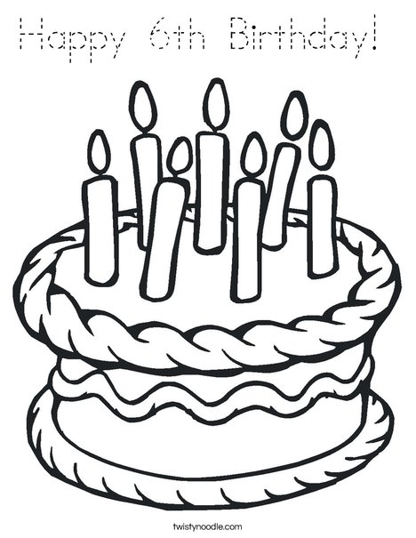 Cake with 7 candles Coloring Page