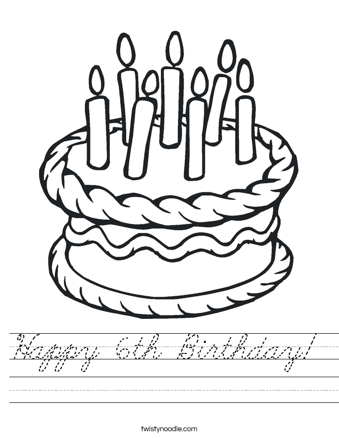 Happy 6th Birthday!  Worksheet