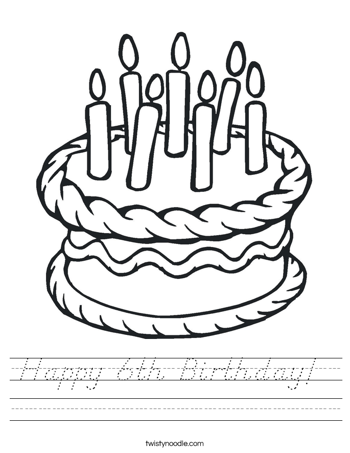 Happy 6th Birthday!  Worksheet