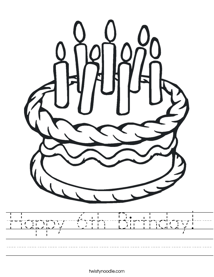 Happy 6th Birthday!  Worksheet