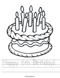 Happy 6th Birthday!  Worksheet