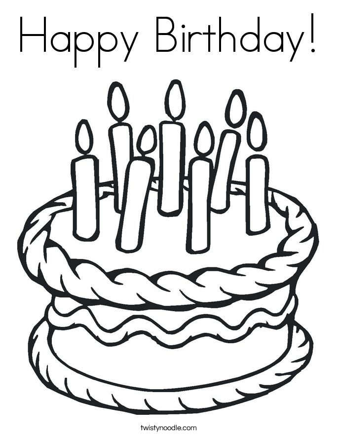 Happy Birthday Coloring Page - Twisty Noodle