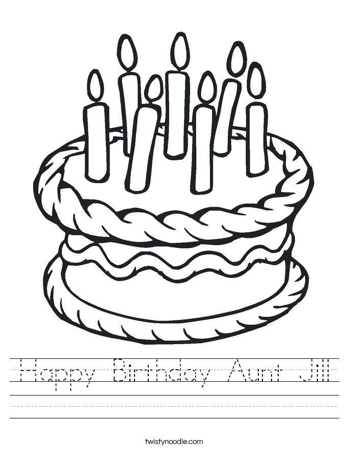 Happy Birthday Aunt Jill Worksheet