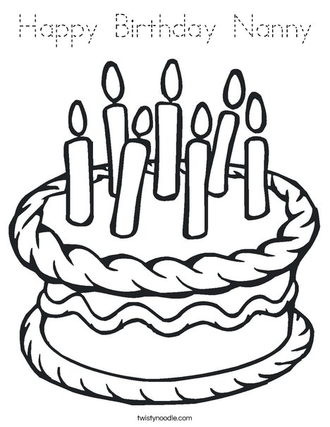 Cake with 7 candles Coloring Page