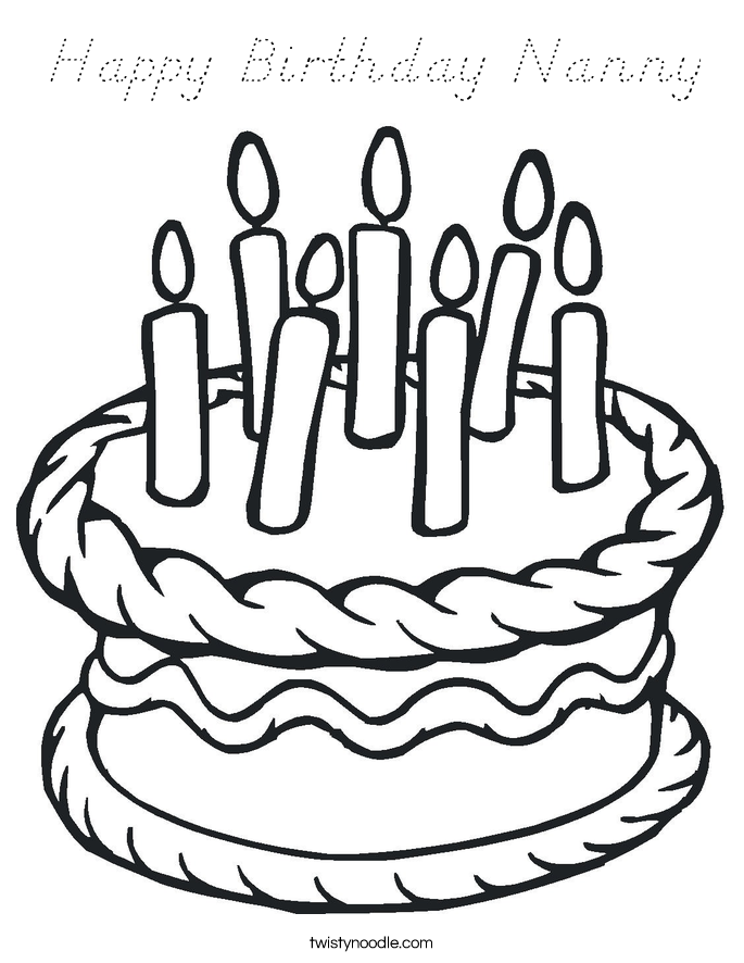 Happy Birthday Nanny Coloring Page