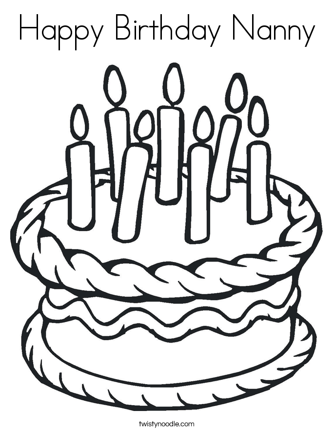 Happy Birthday Nanny Coloring Page