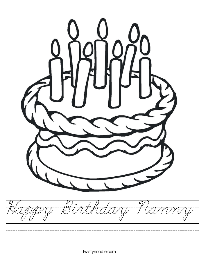 Happy Birthday Nanny Worksheet