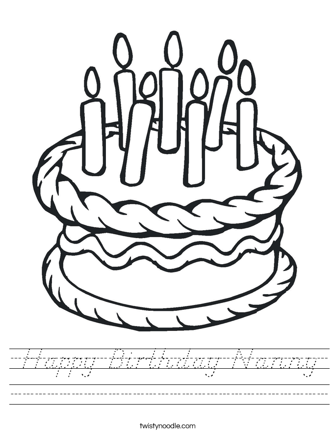 Happy Birthday Nanny Worksheet