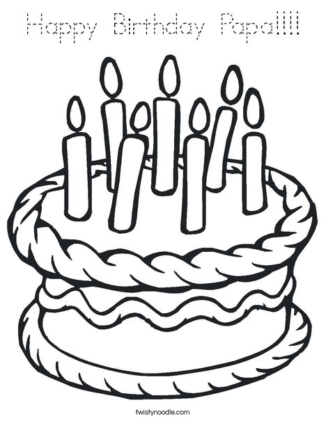 Cake with 7 candles Coloring Page