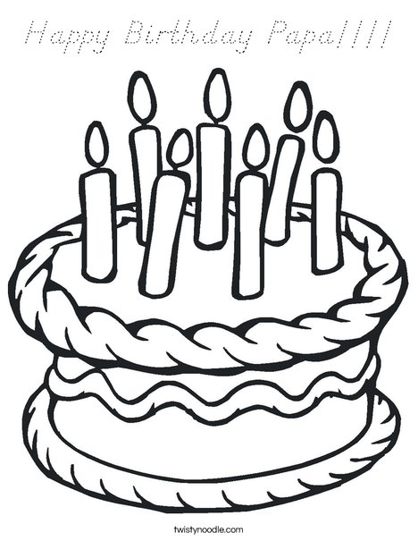 Cake with 7 candles Coloring Page
