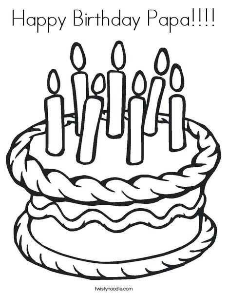 Cake with 7 candles Coloring Page
