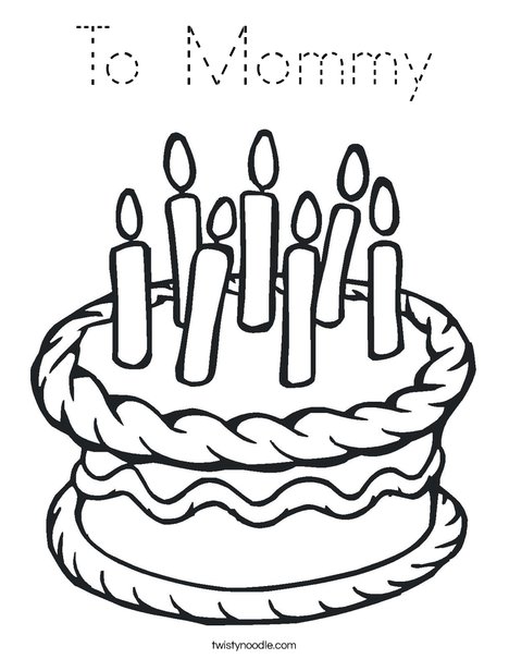Cake with 7 candles Coloring Page