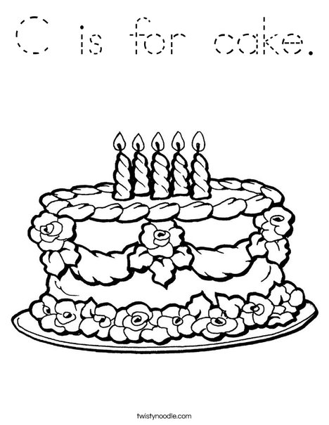 Cake with Candles Coloring Page