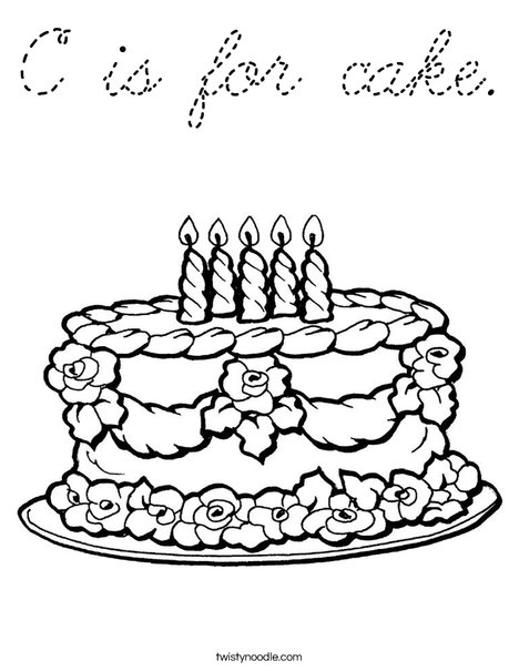 Cake with Candles Coloring Page