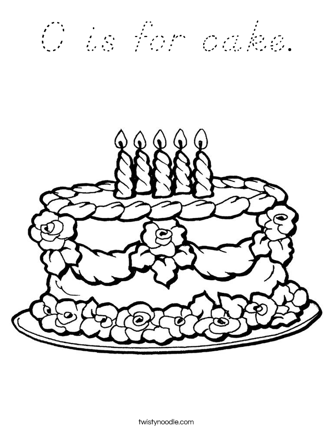 C is for cake. Coloring Page