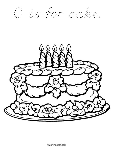 Cake with Candles Coloring Page