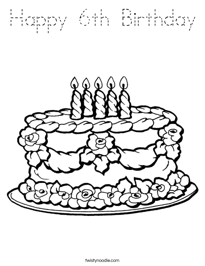 Happy 6th Birthday Coloring Page