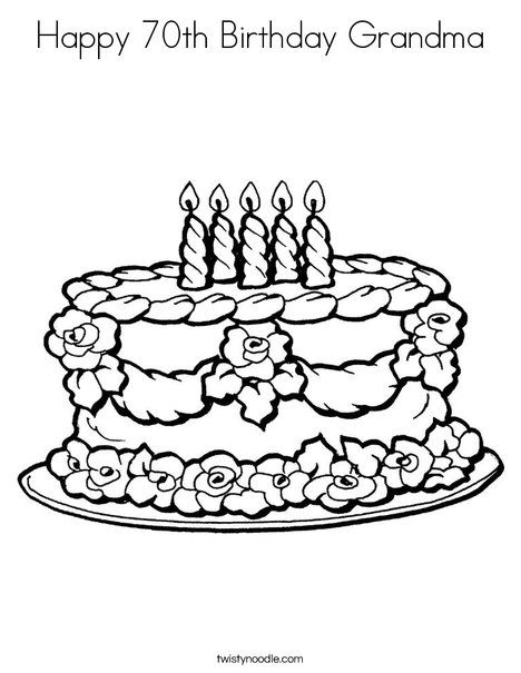 Cake with Candles Coloring Page