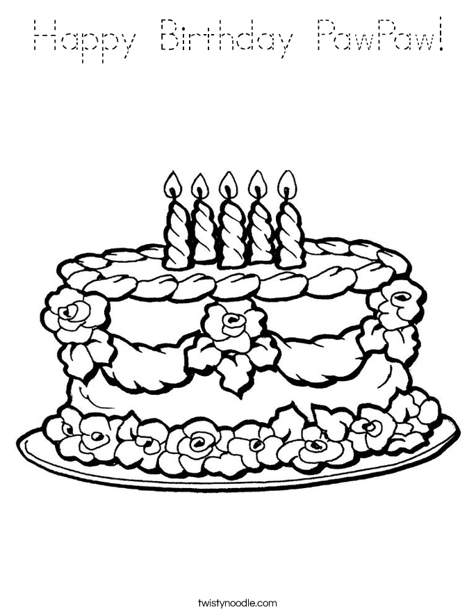 Happy Birthday PawPaw! Coloring Page