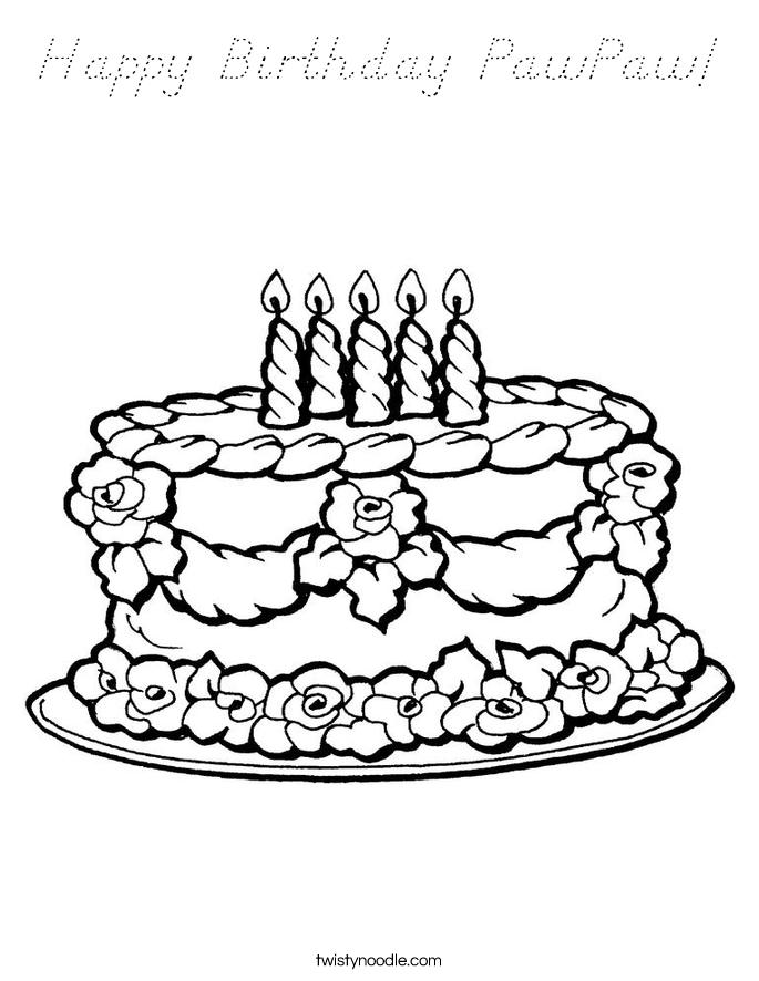 Happy Birthday PawPaw! Coloring Page